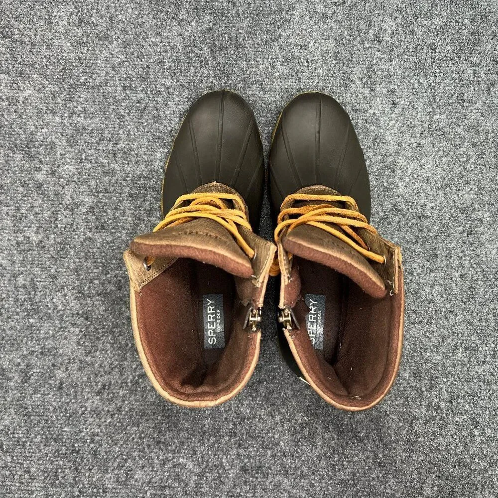 Sperry Top-Sider Saltwater‎ Duck Boots Women's Size Brown Leather Outdoor Rain